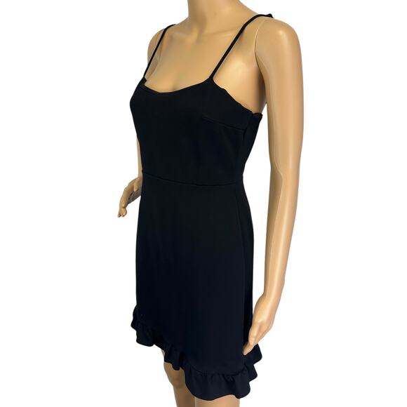 Lulus Spoonful of Sass Ruffled Bodycon Mini Dress Black Ponte Knit Size M - Picture 7 of 15